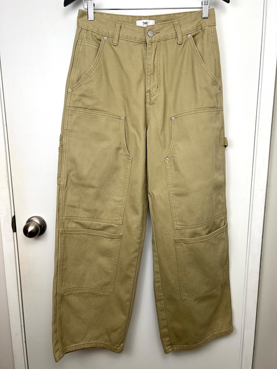 twik Pants - Twik by Simons 100% Cotton Canvas Utility Wide Leg Carpenter Jean M Tan Neutral